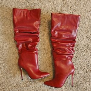 Red Knee High Boots